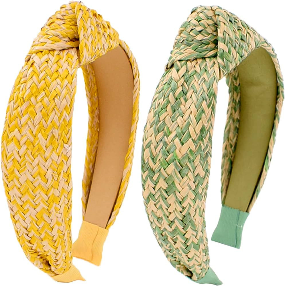 BEGOOD Knotted Headband for Women Raffia Womens Knotted Headbands Green and Yellow Fashion Top Kn... | Amazon (US)