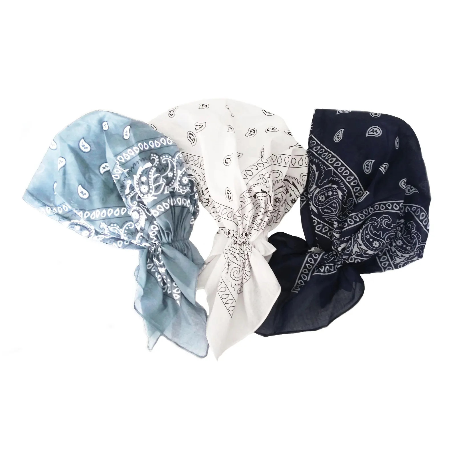3 pack head scarf bandana head wrap pre-tied cotton paisley hair cover chemo headwear nurses cap | Etsy (Global)