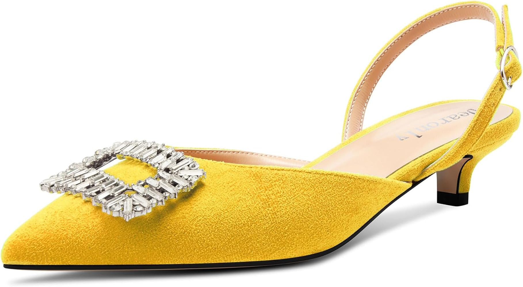 DearOnly Womens Kitten Heel Close Pointed Toe Slingback Pumps Glitter Rhinestone Crystal Basic Cl... | Amazon (US)