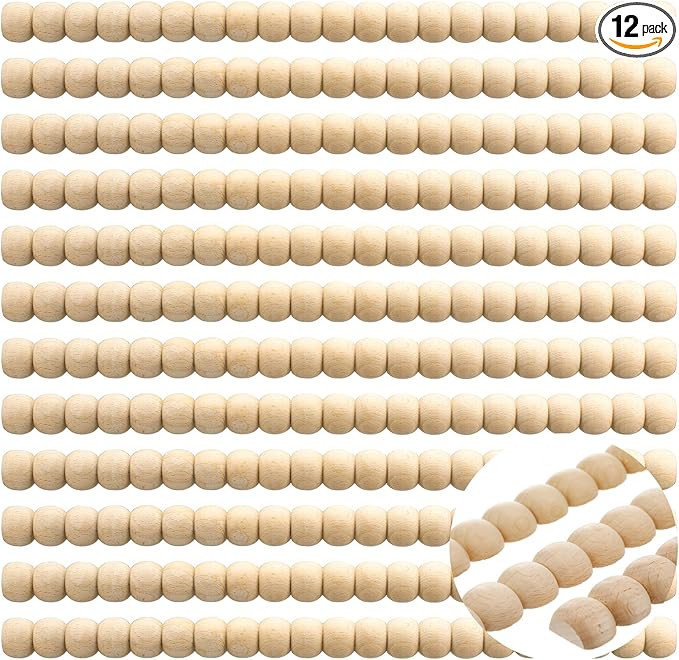 Nuanchu 12 Pcs Decorative Beaded Wood Trim Half Wooden Beads Trim Molding 15. 75 Inch Unfinished ... | Amazon (US)