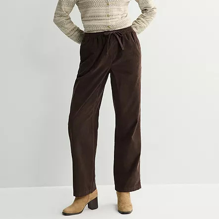 Women's Croft & Barrow® Tie Waist Corduroy Pants, Size: Small, Blue Vessel | Kohl's