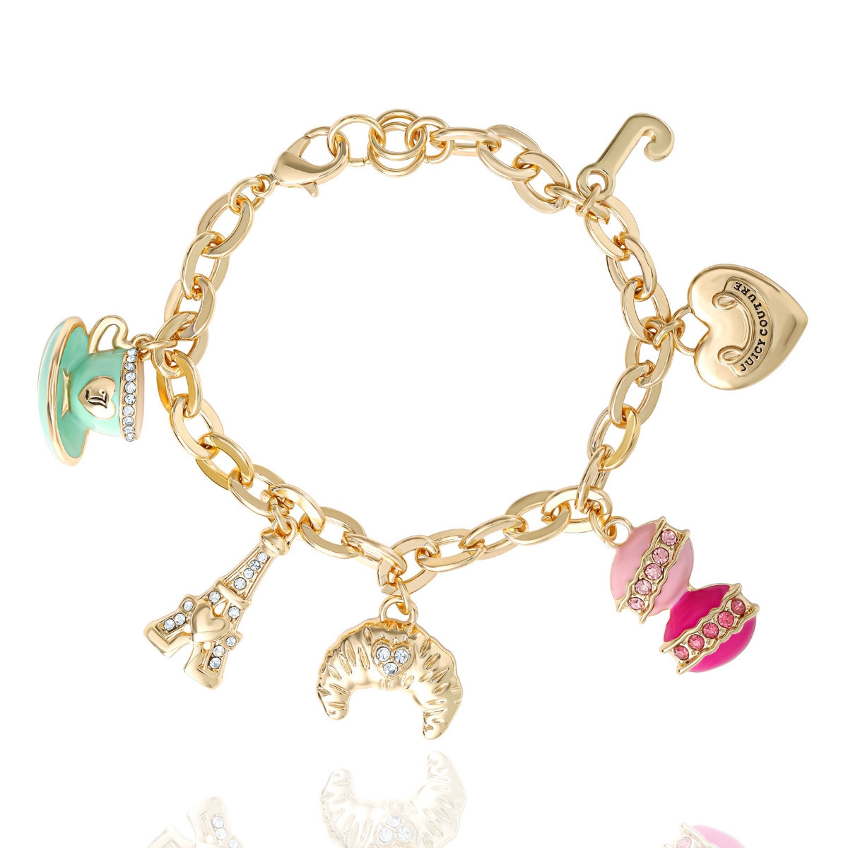 Juicy Couture Paris Travel Charm Bracelet - Macaron, Croissant - Gold tone/multi | Macy's