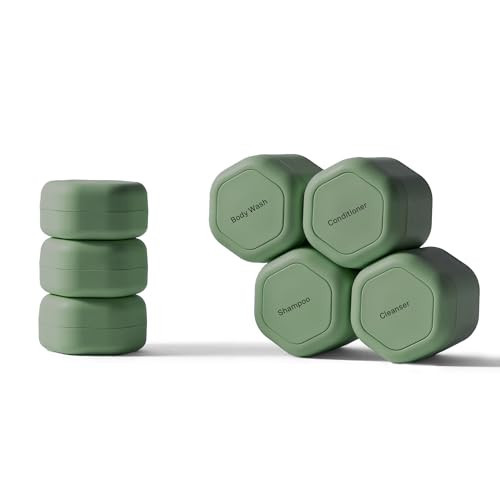 Cadence Travel Containers - Daily Routine Capsule Set - Magnetic Containers with Lids,4 Flex Mediums (1.32oz) & 3 Flex Smalls (0.56oz) - Shampoo, Conditioner, Body Wash, Pills, & More - Eucalyptus | Amazon (US)