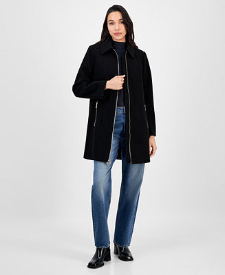 MICHAEL Michael Kors Women's Collared Zip-Front Coat - Macy's | Macy's