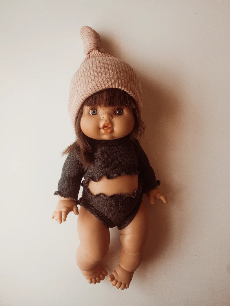 Minikane doll clothes, Minikane romper curly sleeve Bodysuit outfit Miniland paola reina Dark Gre... | Etsy (US)