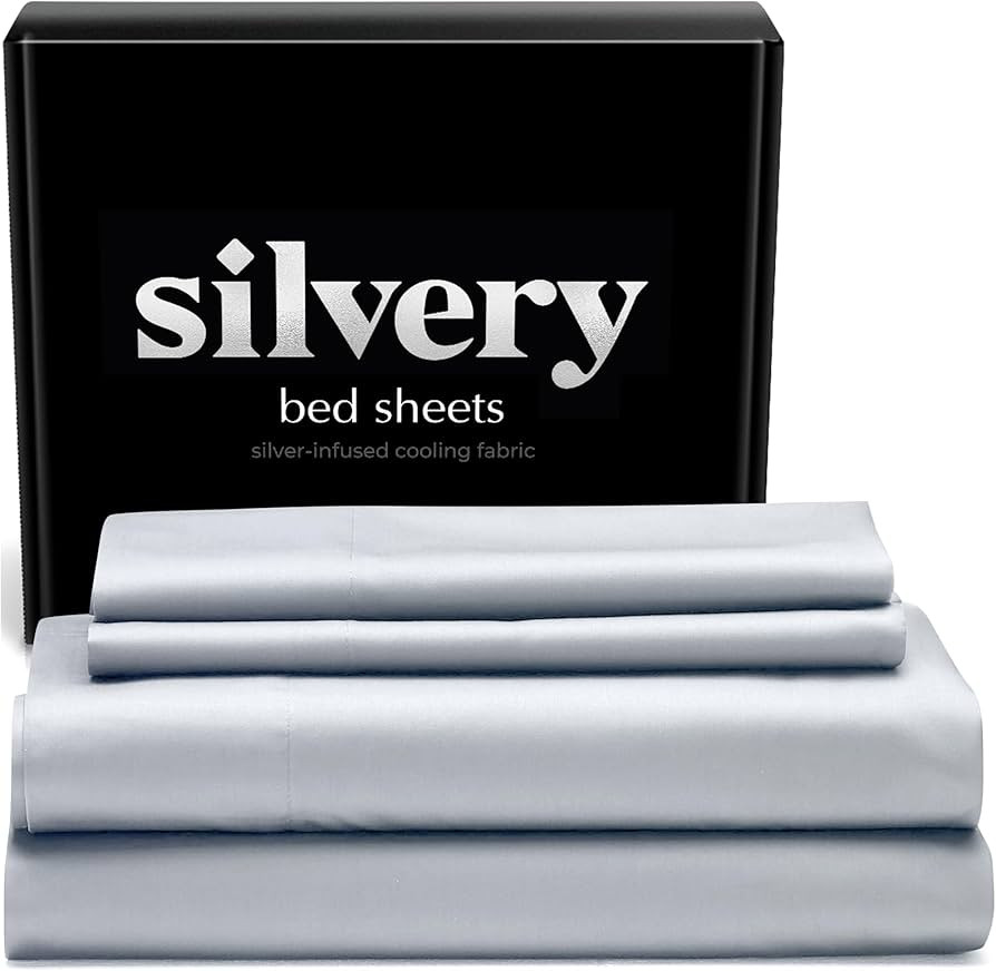 Silvery Silver Infused Bed Sheets Set - Award-Winning Self-Cooling Fabric with Self-Cleaning Silv... | Amazon (US)