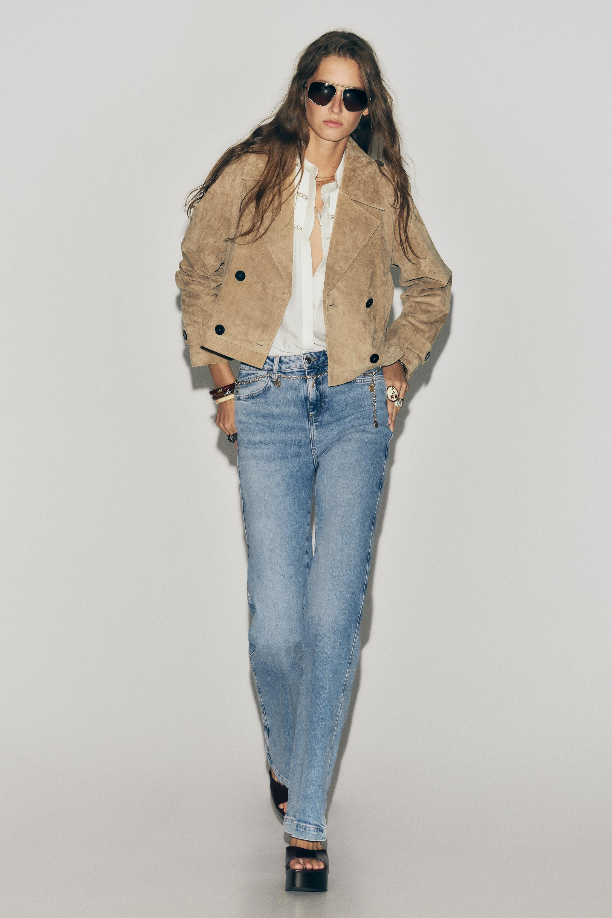 100% LEATHER SHORT TRENCH COAT | Zara UK