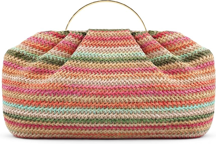 Straw Clutch Purses for Women Summer Beach Bag Woven Crossbody Bag Handbag Vacation Wicker Purse | Amazon (US)