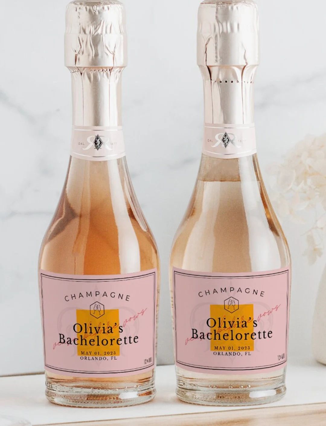 Bachelorette Mini Champagne Labels 3x2 Inch Printed Glossy - Etsy | Etsy (US)