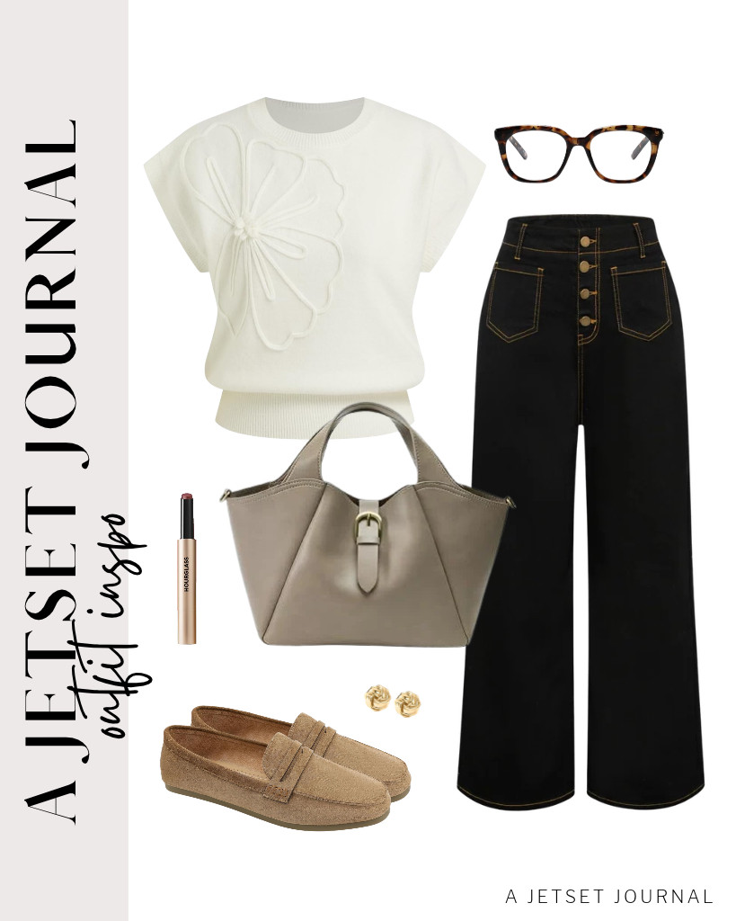This white CIDER floral sweater vest goes perfectly with Belle Poque high-waisted wide-leg jeans. Complement this fit with UBFEN loafers and this SUNLIGHT LEAVES leather tote bag.  

 #LTKSeasonal #LTKSaleAlert #LTKTravel