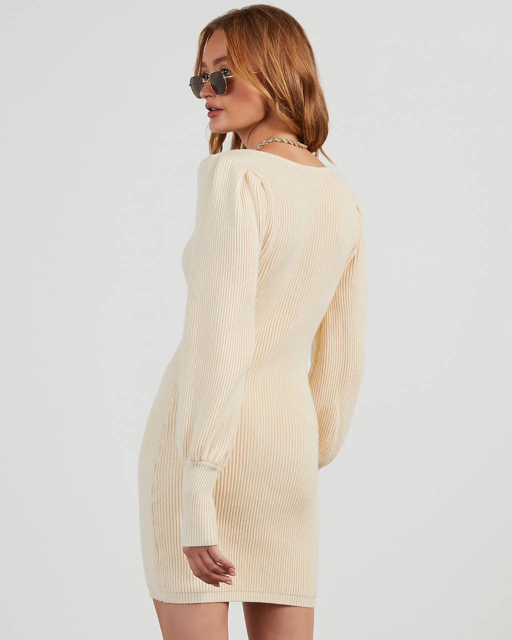 Nessa Balloon Sleeve Mini Sweater Dress | VICI