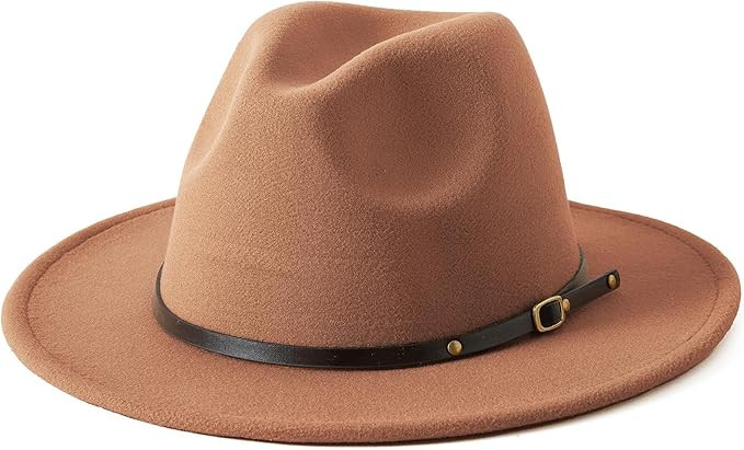 Lanzom Kids Girls Vintage Wide Brim Wool Felt Bowler Cap Bowknot Floppy Fedora Hat | Amazon (US)