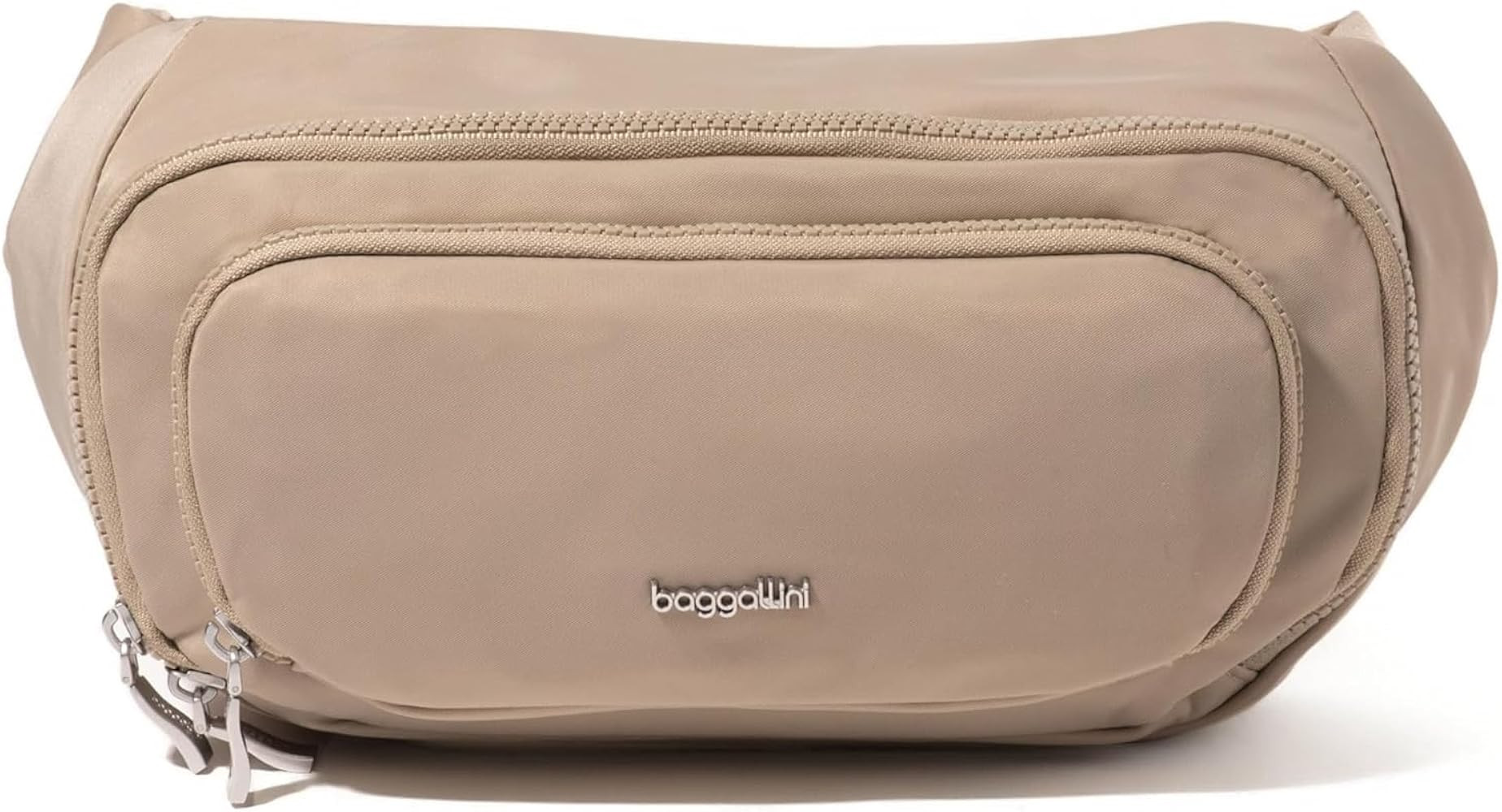 Baggallini On The Go Large Belt Bag Waist Pack, Taupe Twill | Amazon (US)