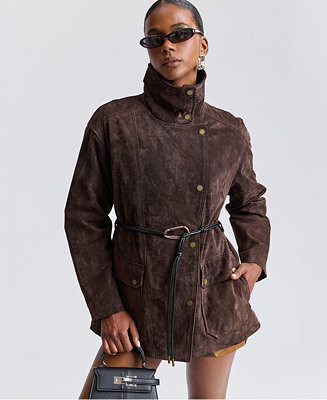 Women's Belted Suede Jacket | Macy's