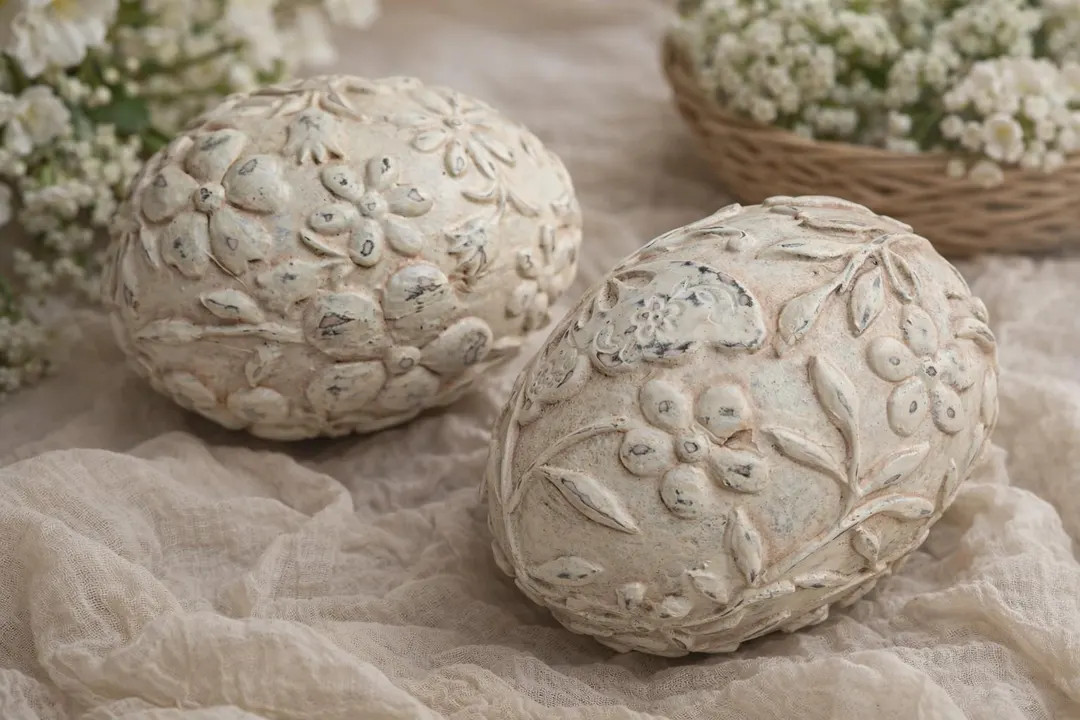 Two large ceramic eggs with reliefs - decoration | Etsy (US)