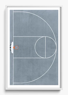 Half Court - White / Matted / Small: 14" X 18" | Helm & Oar (US)