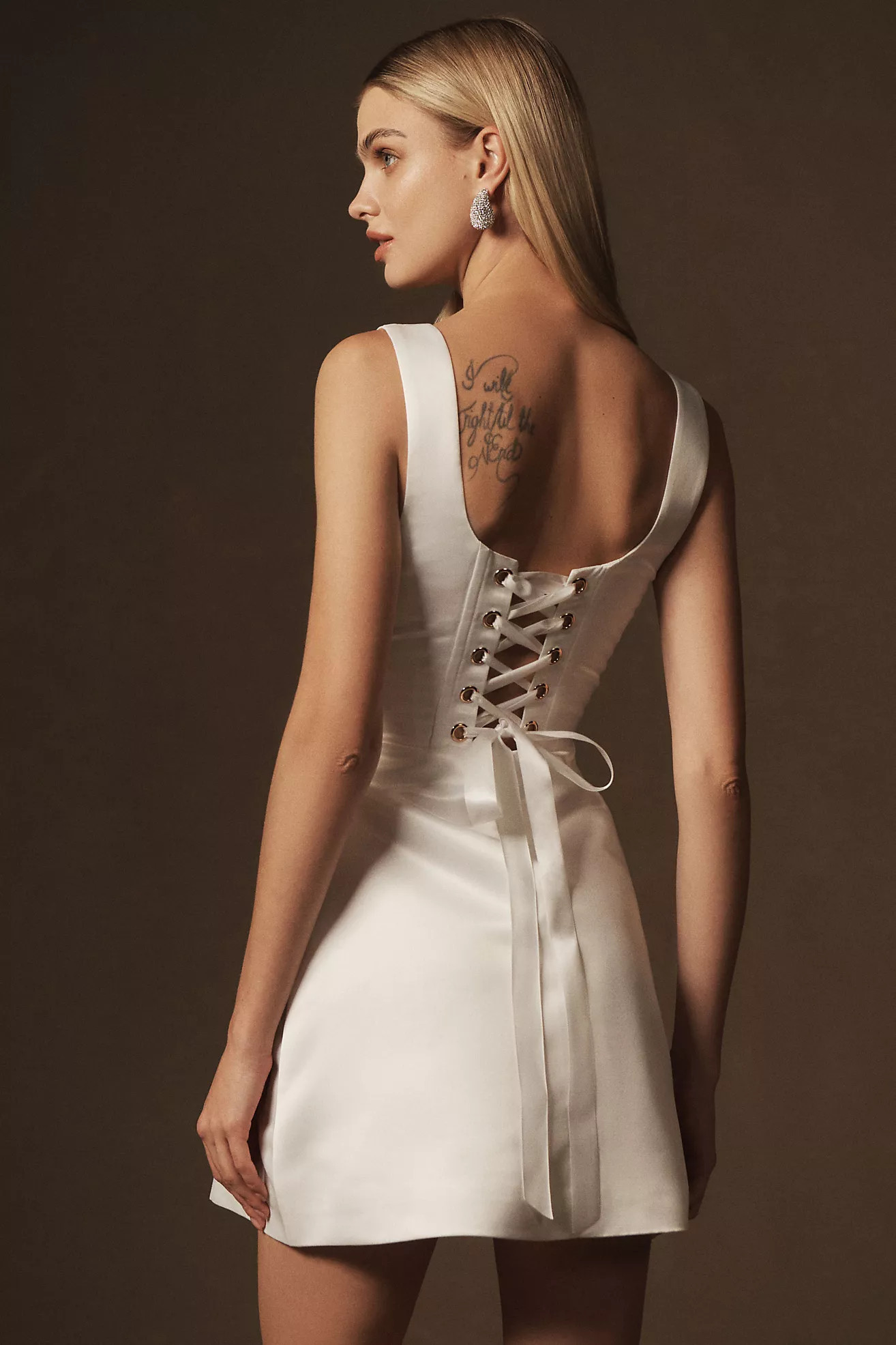 BHLDN Sleeveless Square-Neck Corset Satin Mini Dress | Anthropologie (US)