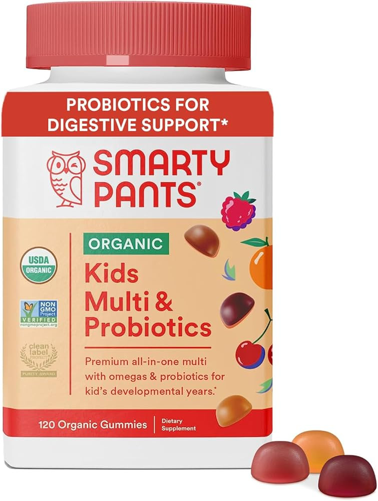 SmartyPants Organic Kids Multivitamin Gummies: Probiotics, Omega 3 (ALA), Vitamin D3, C, Vitamin ... | Amazon (US)