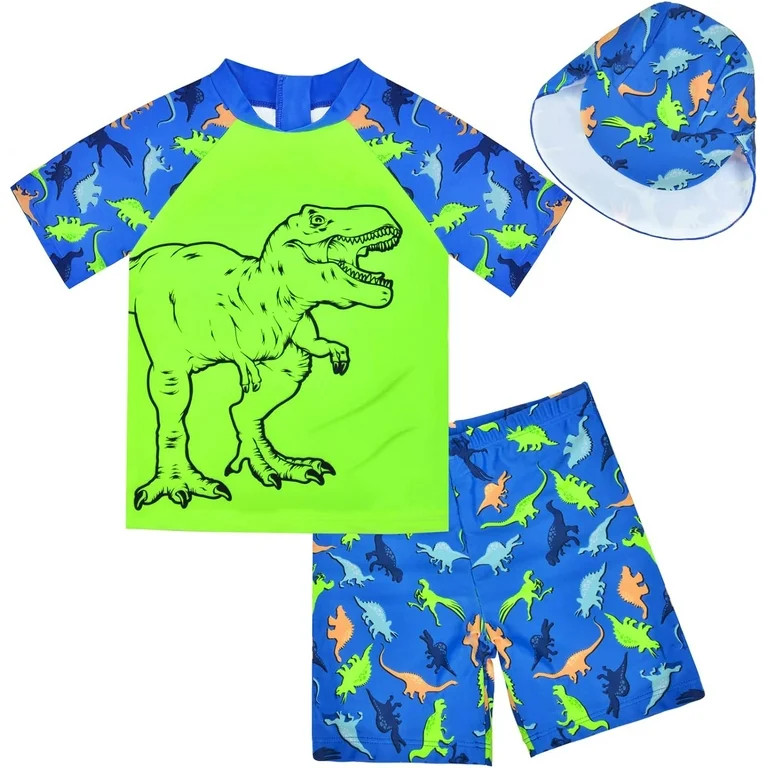 Sylfairy Boys Two Piece Rash Guard Swimsuits Kids Short Sleeve Swimwear Sets Bathing Suit with Su... | Walmart (US)
