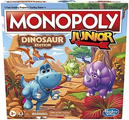 Hasbro Gaming Monopoly Junior: Dinosaur Edition Board Game for 2-4 Players, Fun Indoor Games for Kid | Amazon (US)