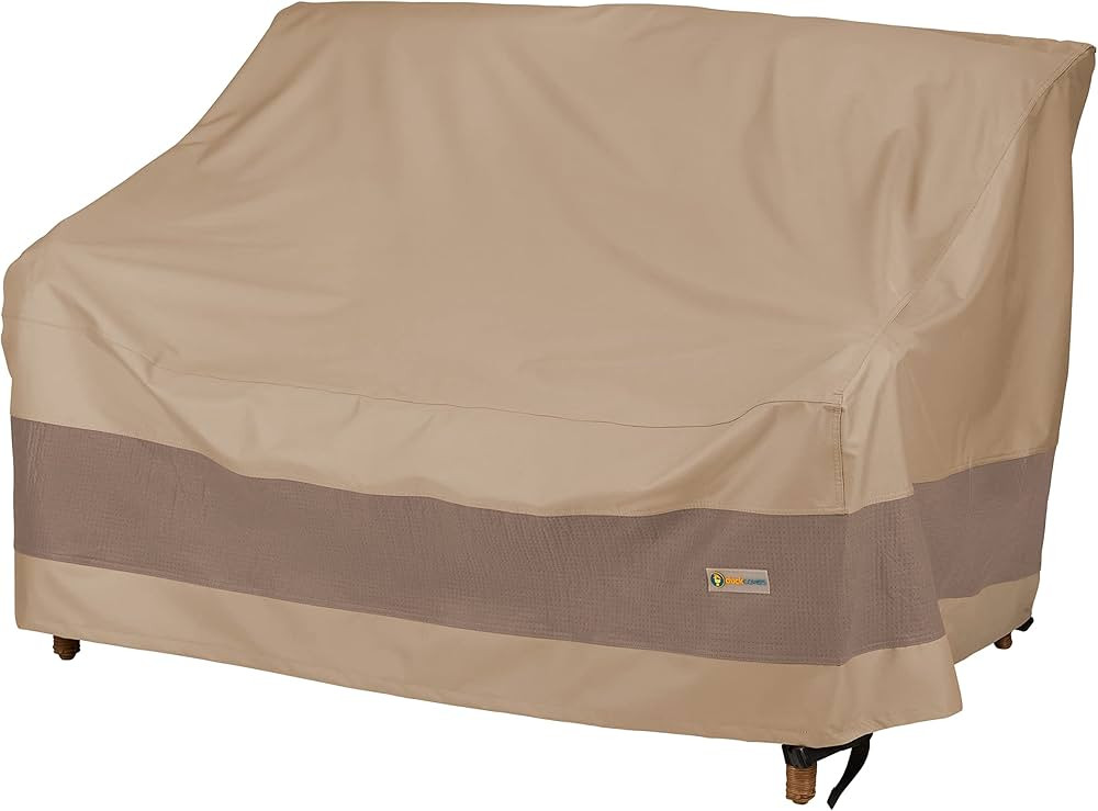 Duck Covers Elegant Water-Resistant 58 Inch Patio Loveseat Cover, Patio Bench Cover, Swiss Coffee | Amazon (US)
