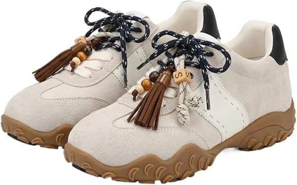 Boho Chic Women\u2019s Retro Sneakers, Unique Tassel & Wood Bead Charms, Premium Suede Patchwork,... | Amazon (US)