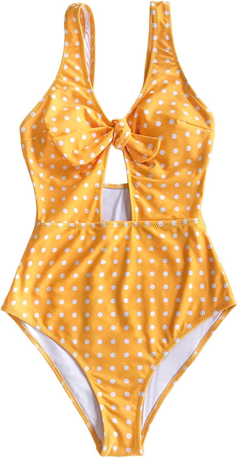 CUPSHE Women's Sweet Honey Bowknot One-Piece Swimsuit Beach Swimwear | Amazon (US)