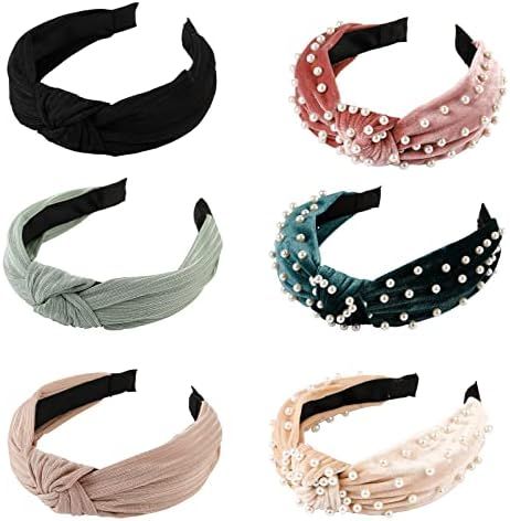 Womens Headbands, LOVNFC 6Pcs Knotted Head Bands No Slip Fashion for women Girls Wide Top Knot Tu... | Amazon (US)