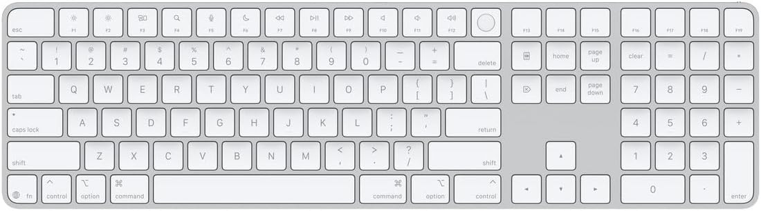 Apple Magic Keyboard with Touch ID and Numeric Keypad for Mac Models with Apple Silicon - US English - White Keys, Bluetooth, Bluetooth | Amazon (US)