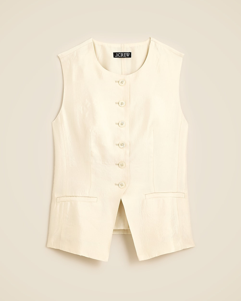 Essential cutaway vest top in textured satin | J. Crew US