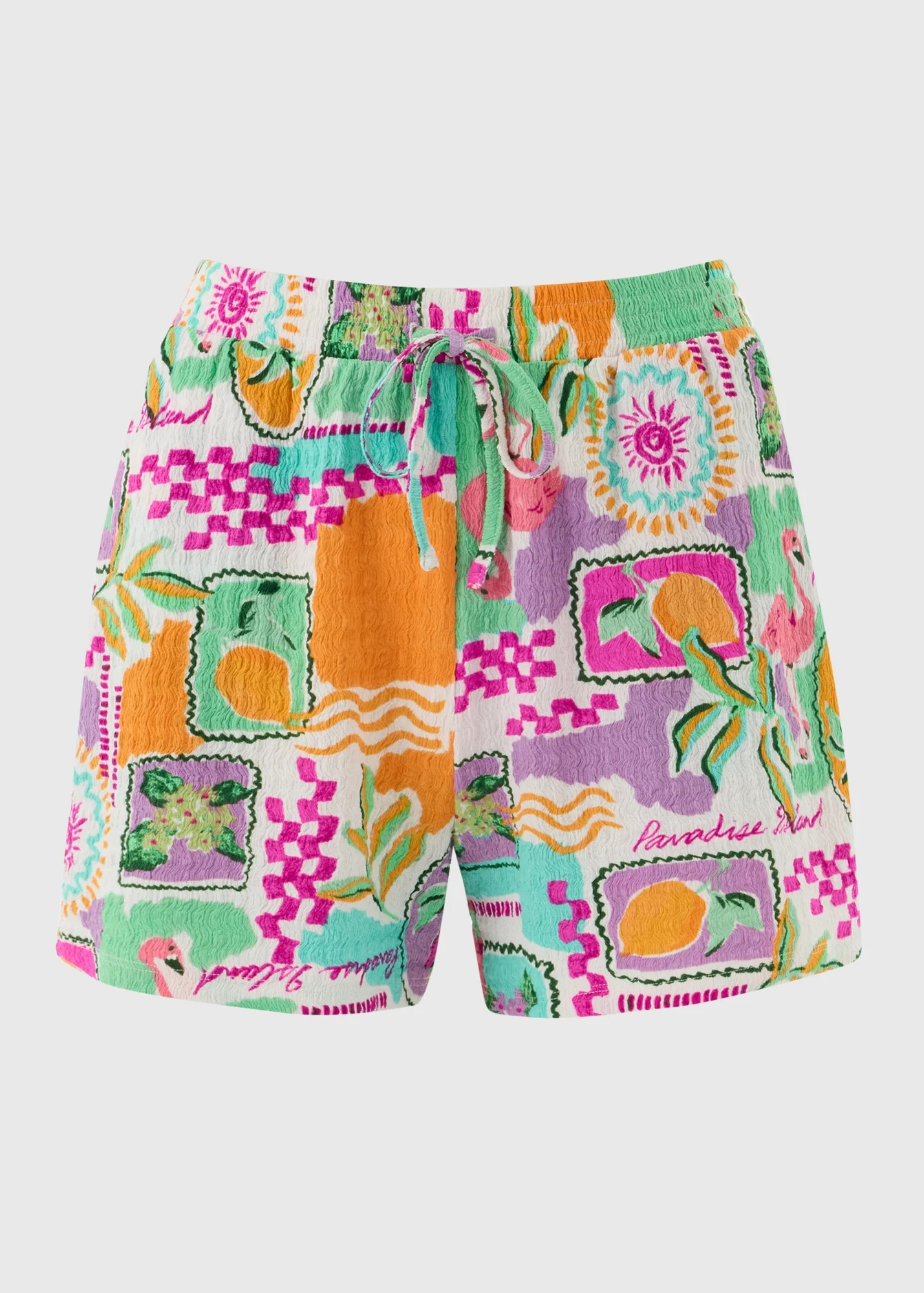 White Postcard Print Co Ord Beach Shorts | Matalan (UK)