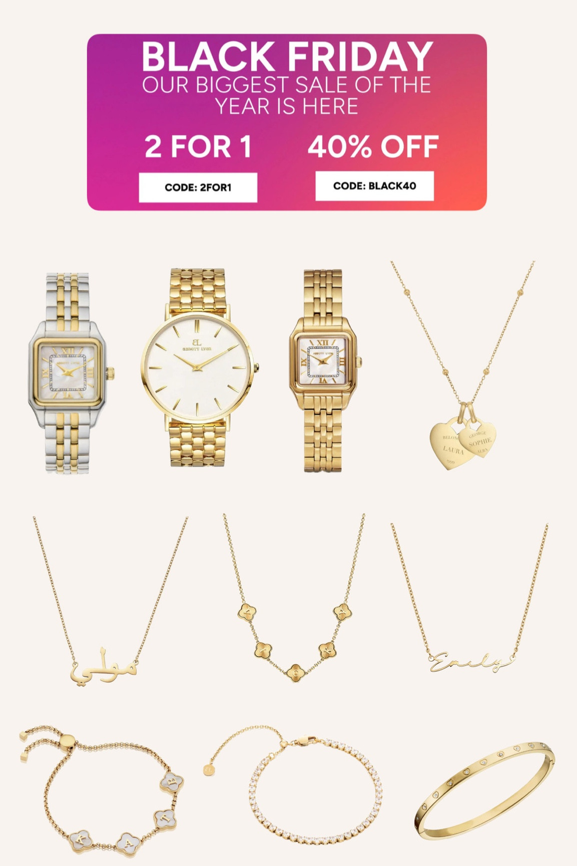 Jewelry sale 40% off with code TAKE40

So many gift options as you can personalise a lot of these

#LTKCyberWeek #LTKgiftguide