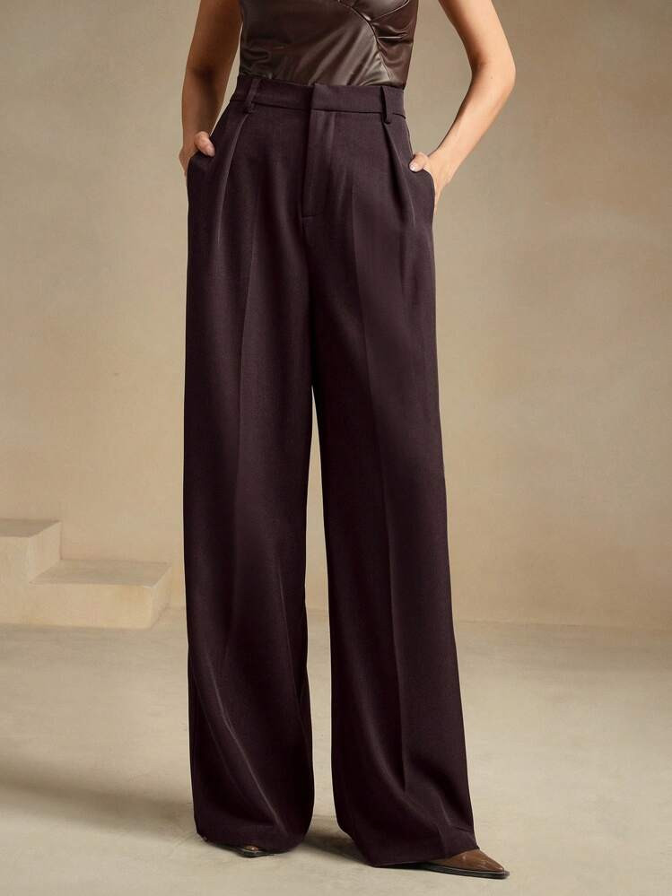 Anewsta Essential Women's Elegant Modern Straight High Waist Office Wear Suit Pants | SHEIN
