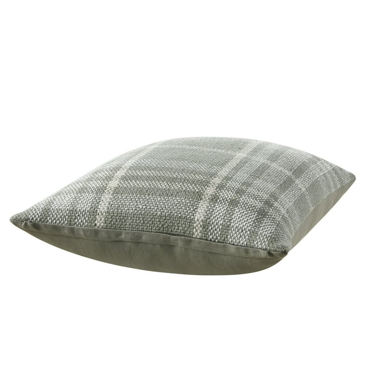 My Texas House 20" x 20" Aurelia Dried Sage Plaid Cotton Decorative Pillow Cover | Walmart (US)