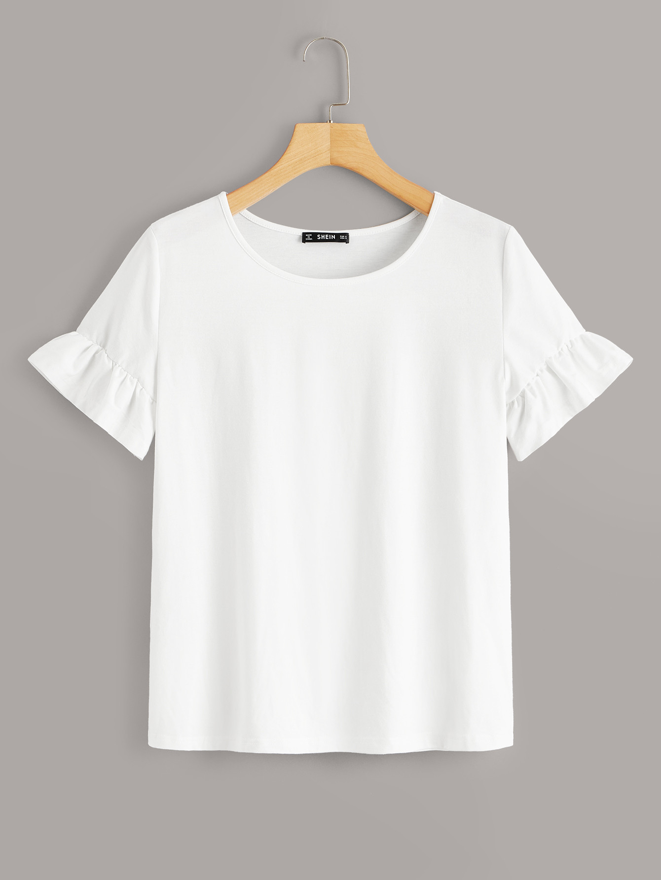 SHEIN Flounce Sleeve Solid Top | SHEIN