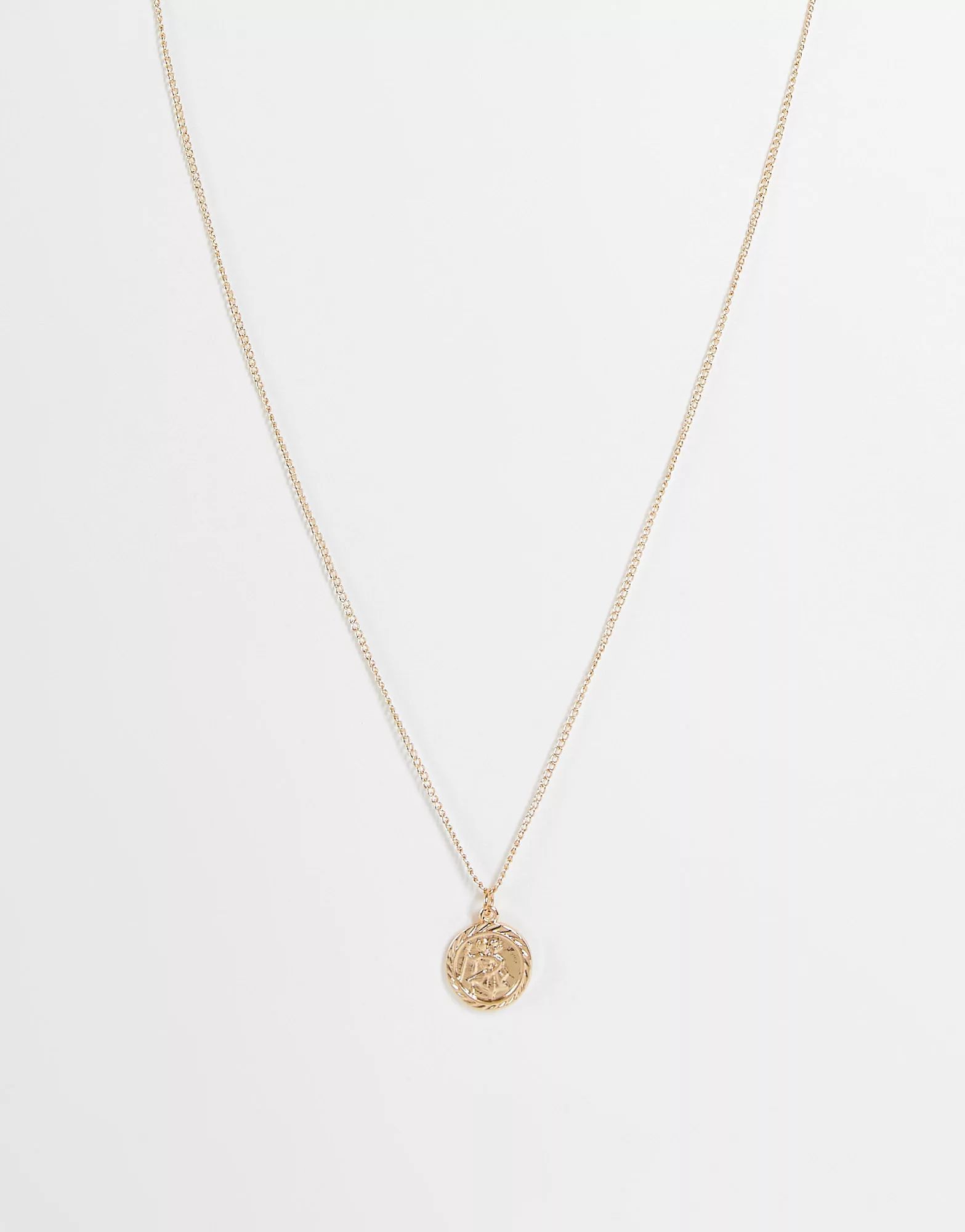 Reclaimed Vintage inspired St Christopher necklace in gold exclusive at ASOS | ASOS (Global)