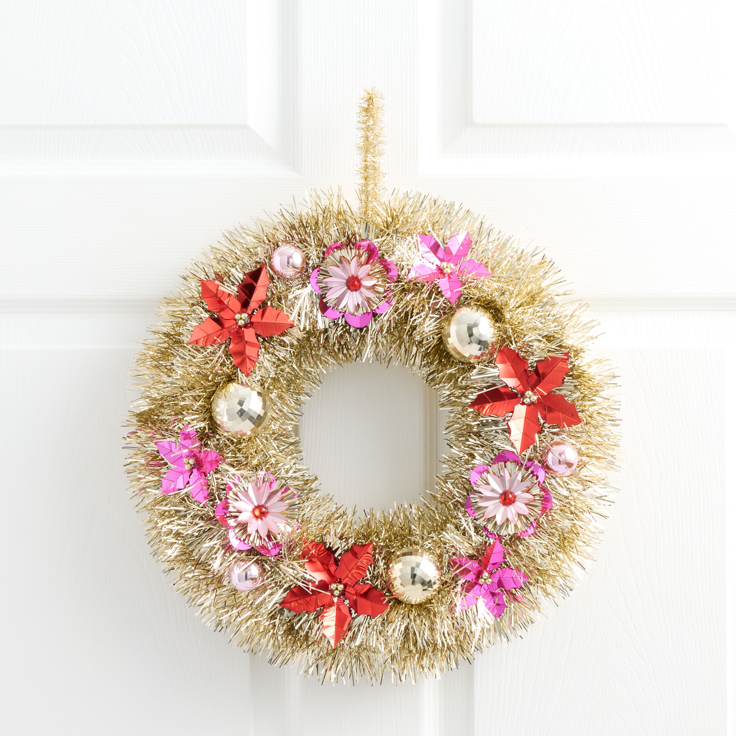 Gold Tinsel Flower Wreath | World Market