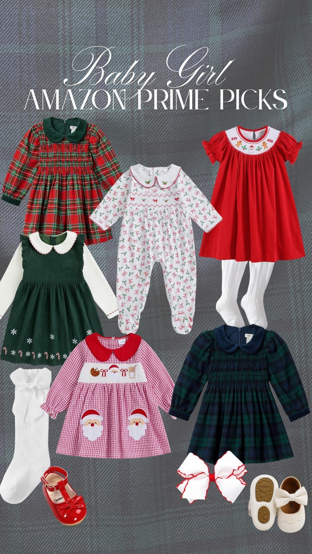 Christmas outfits for your baby girl all from Amazon prime and will ship before Christmas. I love how precious these classic outfit styles are and the Nissan and baby shoes complement deluxe perfectly. Everything is under $50 and looks like it’s from a boutique.

#LTKFindsUnder50 #LTKBaby #LTKHoliday