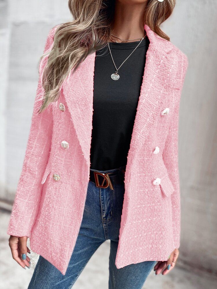 Solid Double Breasted Blazer | SHEIN