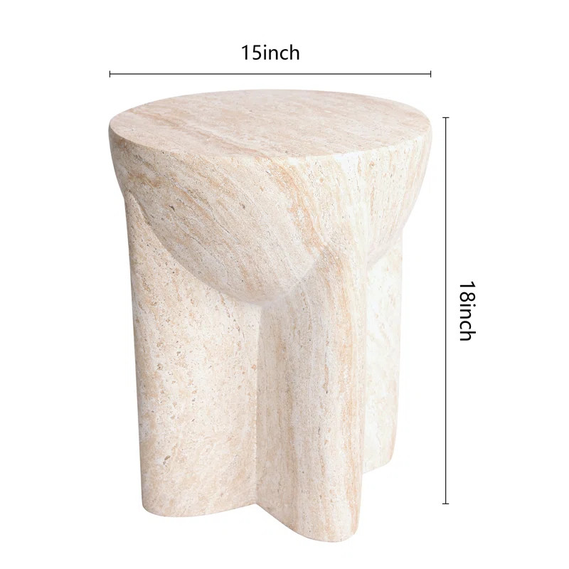 Ivy Bronx Abstract Travertine Stone Finish Italian Design MgO Side Accent Table | Wayfair | Wayfair North America
