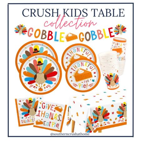 How fun to give the kids a special Thanksgiving table just for kids! Complete with dinner plates, dessert plates, cups, napkins, tablecloth and cute gobble, gobble banner! 

#ltkhome #ltkholiday #thanksgivingdecorations #tablesetting

#LTKparties #LTKkids #LTKSeasonal