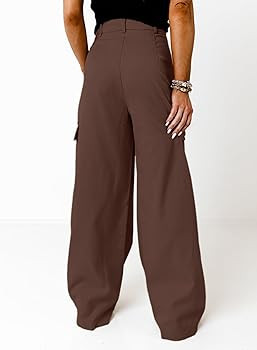 Dokotoo Womens High Waisted Wide Leg Cargo Pants Baggy Casual Work Pants with 4 Pockets | Amazon (US)