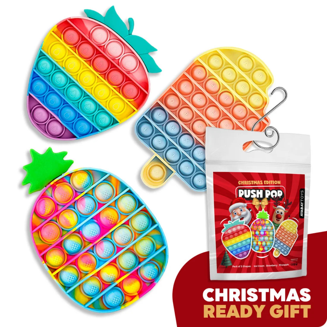 Pop It Fidget Toys - 3 Pack, for Kids and Adults, Push Bubble Its Sensory Pop Fidget Toy for Auti... | Walmart (US)