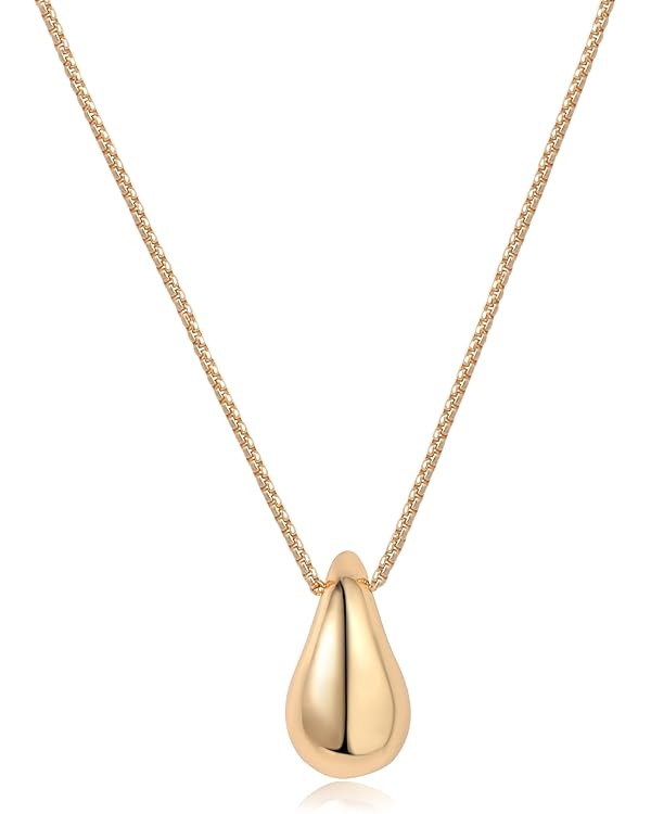 Dainty Gold Necklace for Women, 14K Gold Plated Pear Pendent Necklace Teardrop Pendent Necklace G... | Amazon (US)