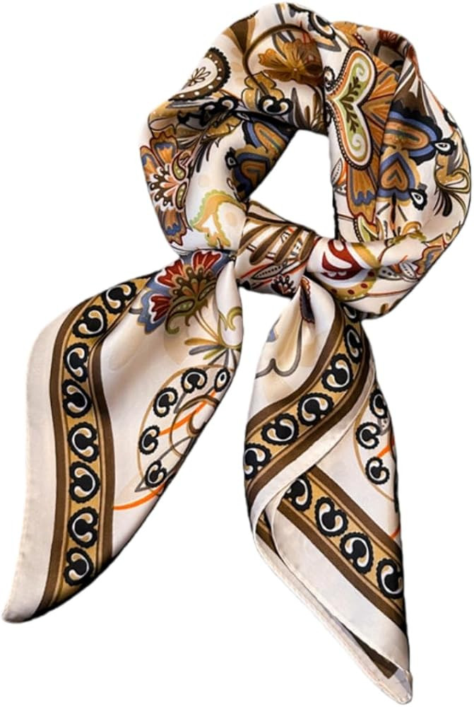 WaJuemy Silk Feeling Hair Scarf Bandanas for Women 27.5" Square Lightweight Satin Head Scarves Ne... | Amazon (US)