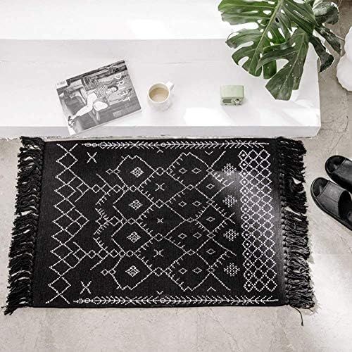 Boho Bathroom Mat 2'x3' Black Bath Rug, Cute Accent Geometric Farmhouse Chic Moroccan Kitchen Rug... | Amazon (US)