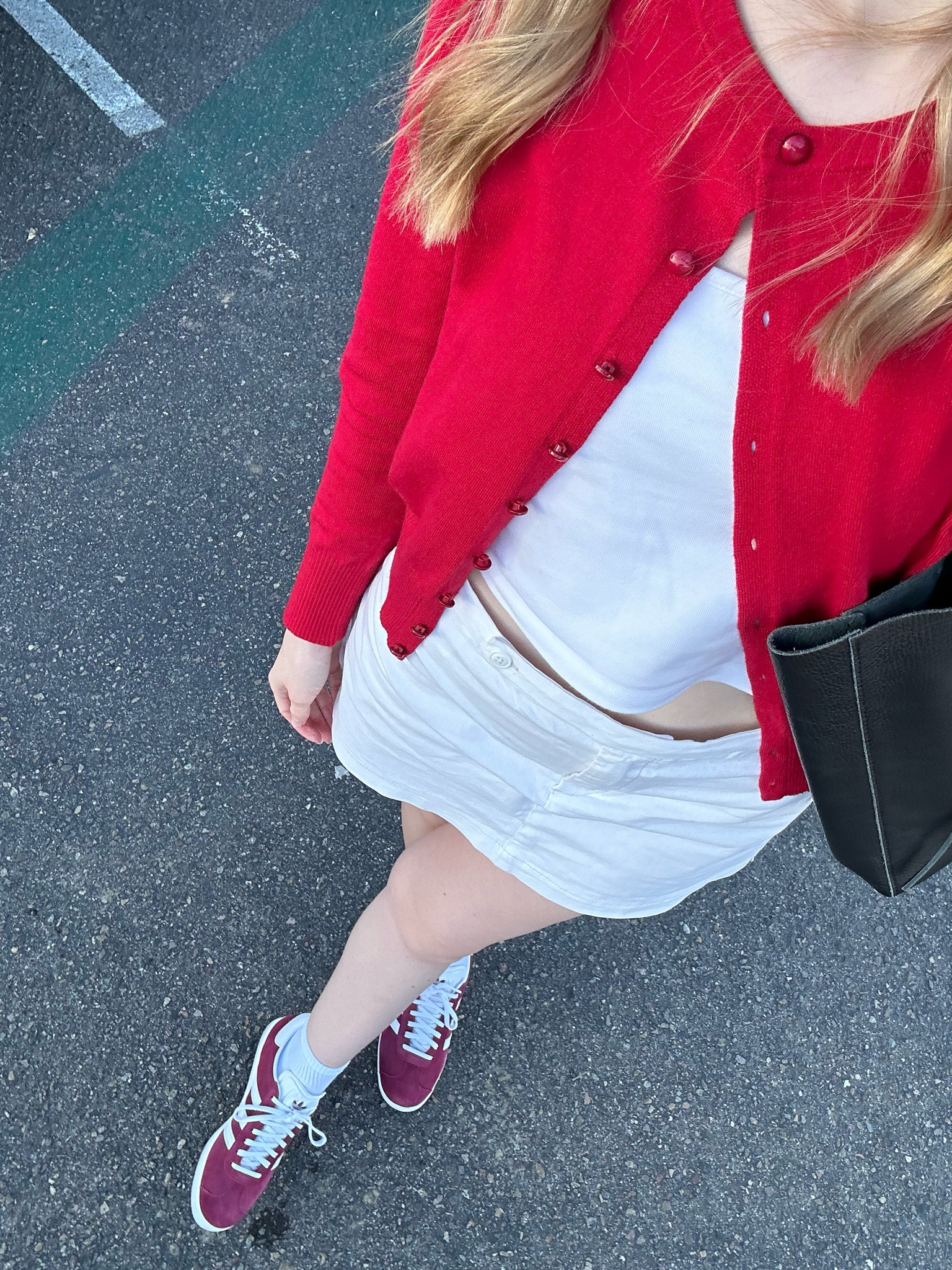 Love this cute minimalistic outfit. Love the pop of red! Perfect for a spring outfit. Valentine’s Day outfit inspiration. 

Sweater - size small 
Tank top - one size
Skirt - size small
Shoes - size 7 - I had to size down! (Normally a 7.5)

#LTKMostLoved #LTKU #LTKstyletip
