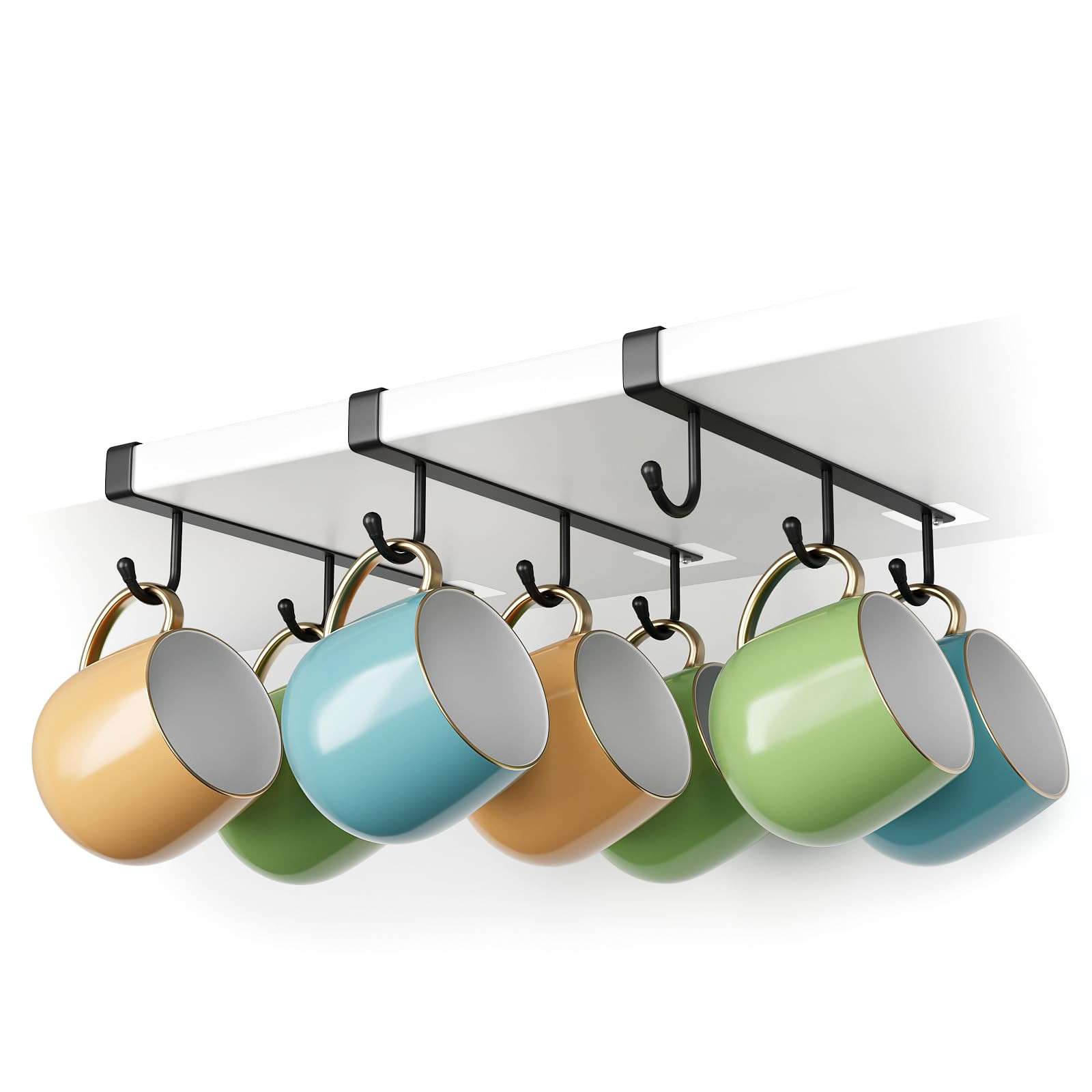 ECROCY Mug Holder Under Cabinet - 3pcs Mug Organizer for Kitchen, Fit for 1 Inch Thickness Shelf ... | Amazon (US)