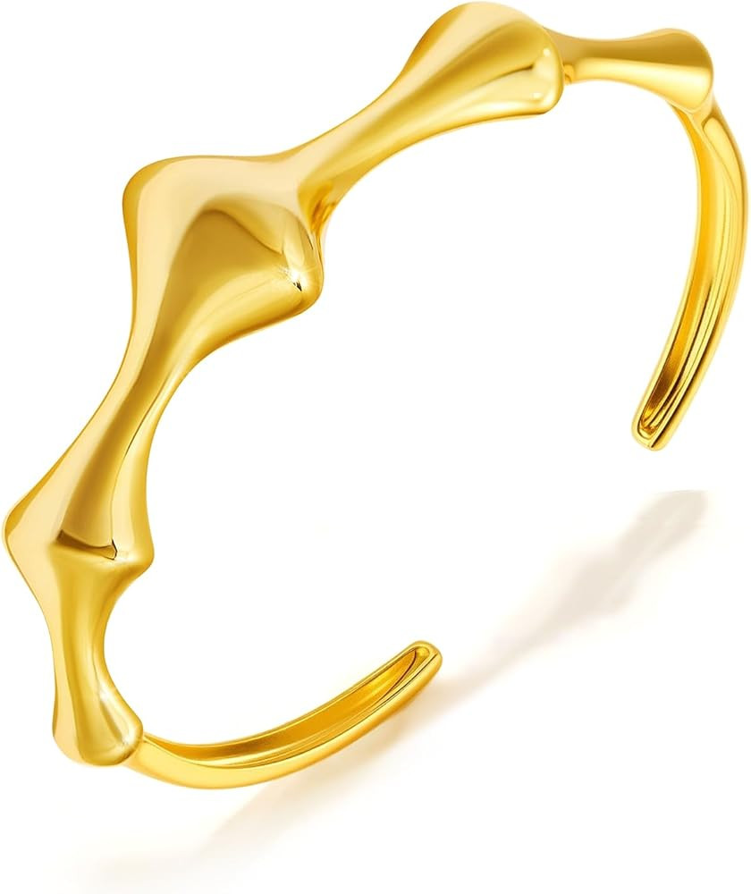 Cicy Bell 18k Gold Plated Cuff Bangle Bracelet for Women Bone Joint Wide Open Vintage Bracelets T... | Amazon (US)