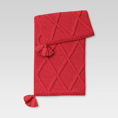 Chunky Diamond Knit Throw Blanket Red - Threshold™ | Target